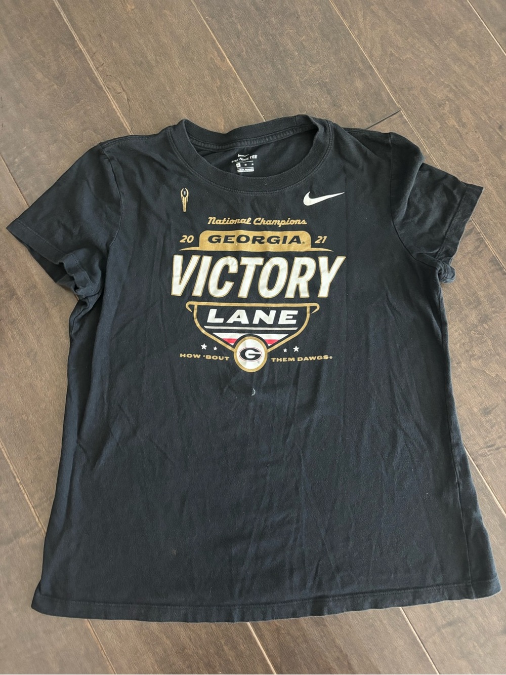 Nike Black Victory Lane Georgia Graphic Tee with Gold & White Accents